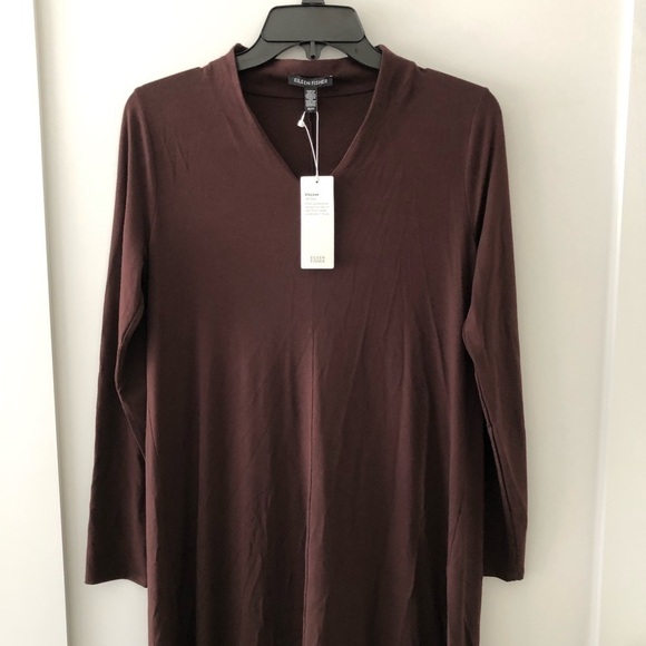 Eileen Fisher Brown V Neck Midi Dress XS - Picture 6 of 12